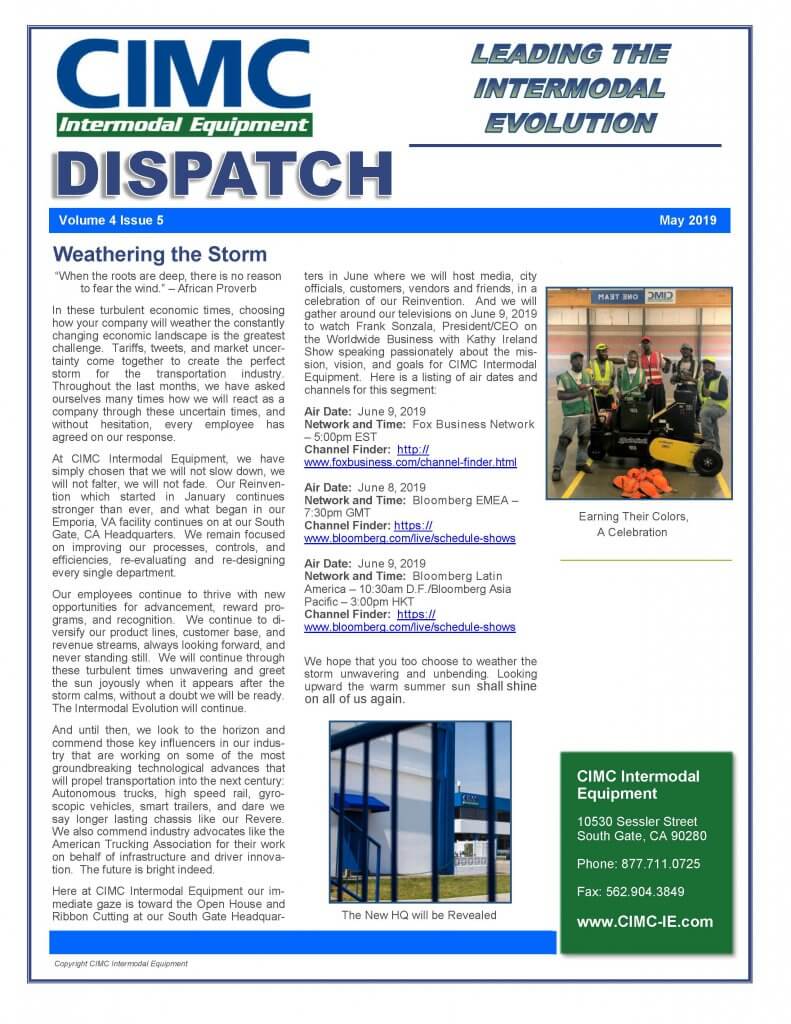 CIMC Dispatch May 2019