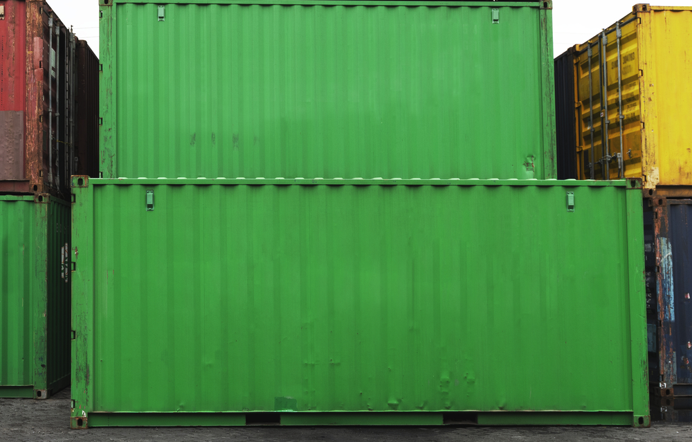 Stacked container boxes in green